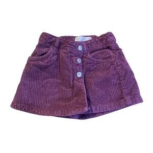 Zara Kids Girl Purple Corduroy Skort Size 2-3 Kidscore Shorts Summer Spring